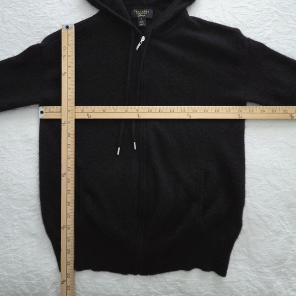 Cashmere Luxury Full Zip Black Hoodie By Charter Club, Pockets, Size Small - Picture 10 of 16